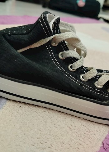 Çocuk Siyah Beyaz Bağcıklı Günlük Spor Ayakkabı - Görsel 3