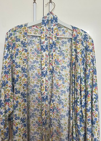 Çiçek Desenli Uzun Bohem Kimono