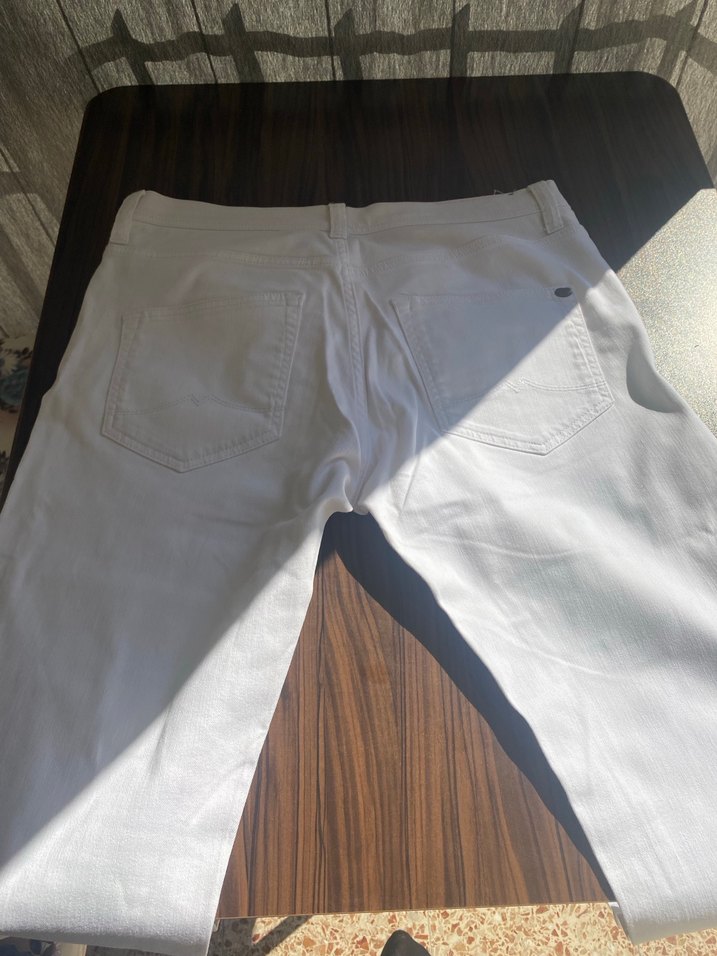 Beyaz Kadın Pamuklu Kumaş Pantolon - Görsel 2