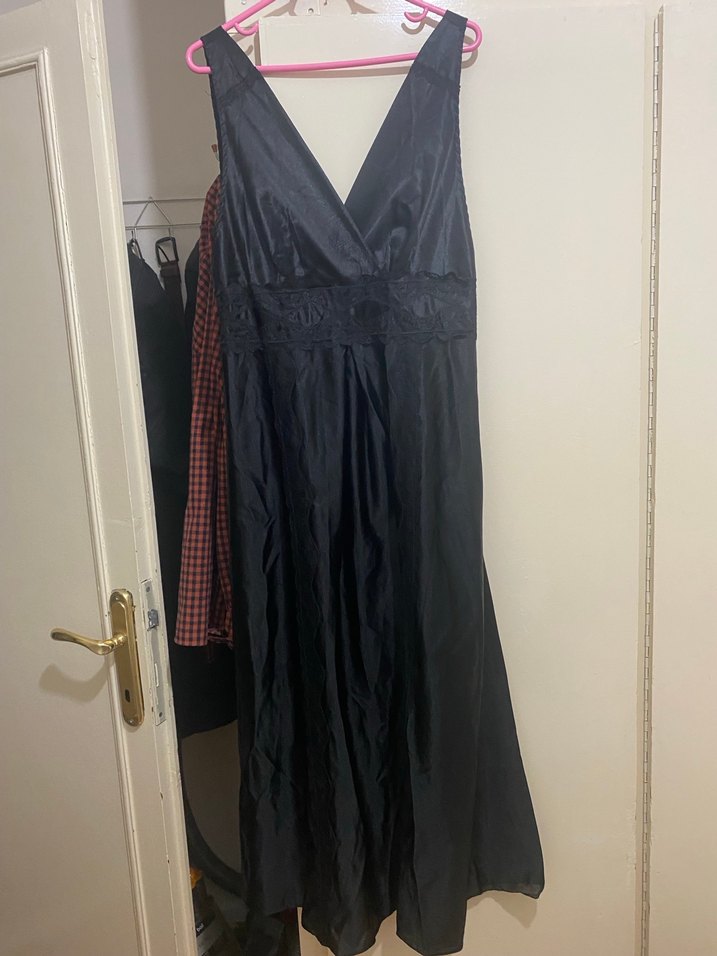 Siyah V Yaka Uzun gecelik - Görsel 2