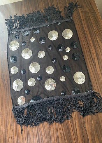 Payetli Siyah Gotik çeyiz takımı 110 cm kare masa bir büyük iki - Görsel 2