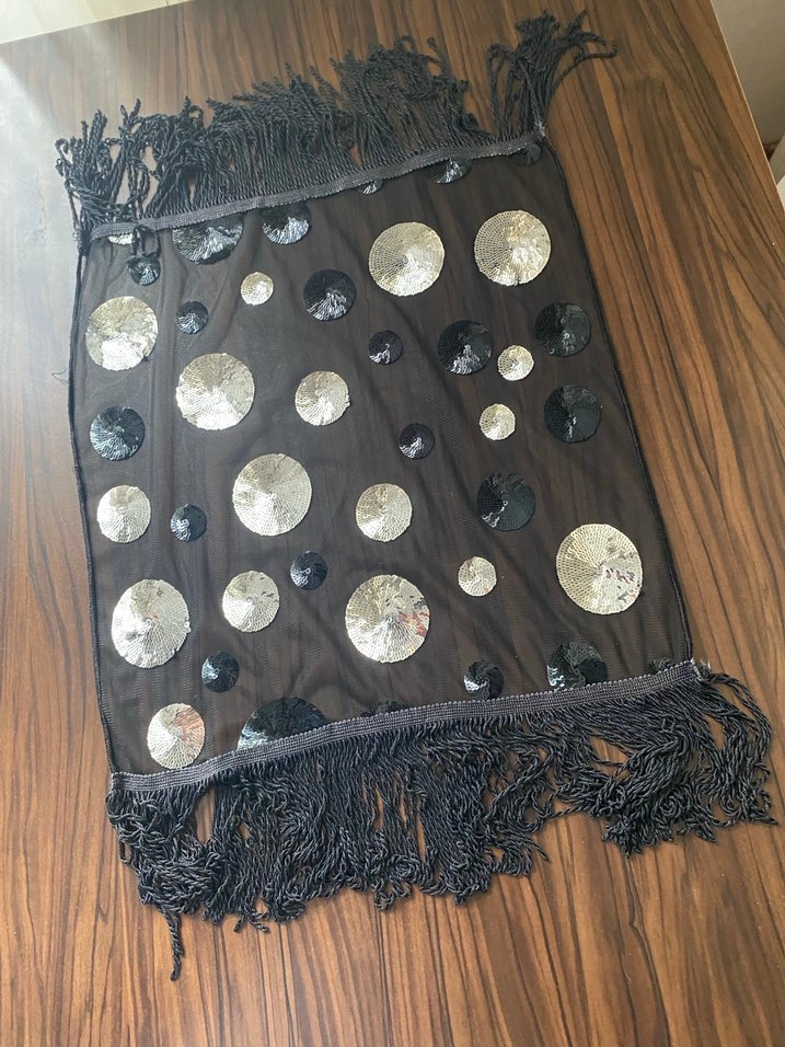 Payetli Siyah Gotik çeyiz takımı 110 cm kare masa bir büyük iki - Görsel 2