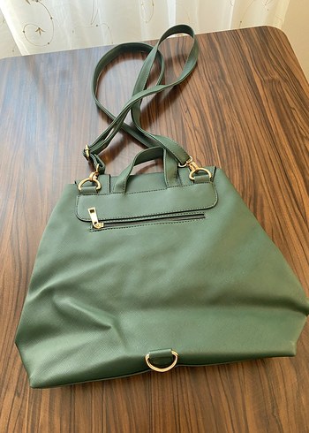 Yeşil Deri Kadın Sırt Çantası - Görsel 3