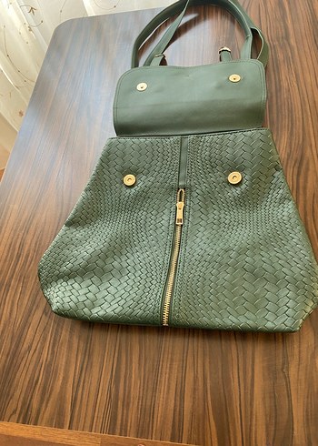 Yeşil Deri Kadın Sırt Çantası - Görsel 2