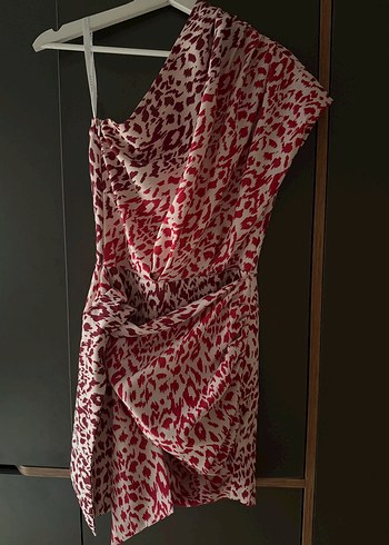 Sagaza Bordo Yılan Desenli Drapeli Straplez Mini Elbise