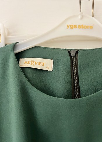 Kadın Yeşil Uzun Keten Elbise - Görsel 4