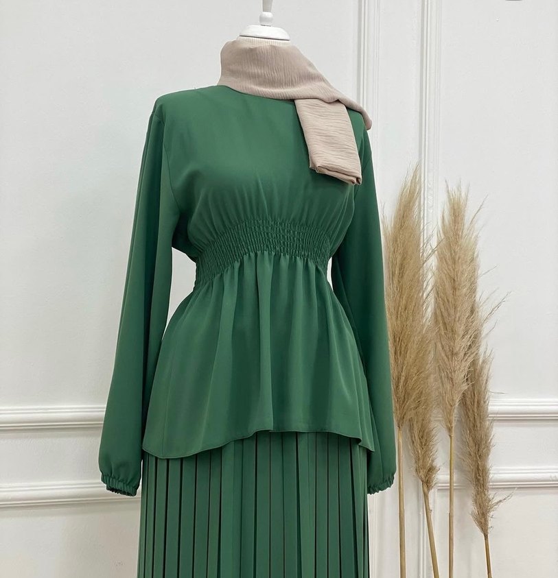 Kadın Yeşil Uzun Keten Elbise - Görsel 2