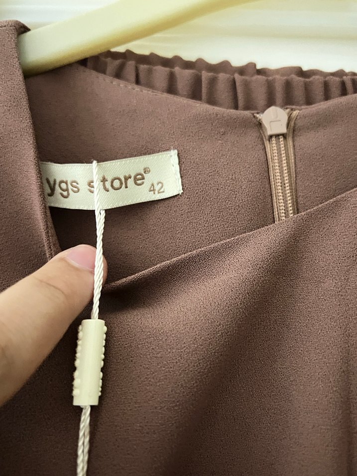 Kadın Bej Uzun Pilili Elbise - Görsel 3