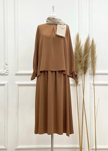 Bej Uzun Kollu Salaş Kadın Tunik - Görsel 2