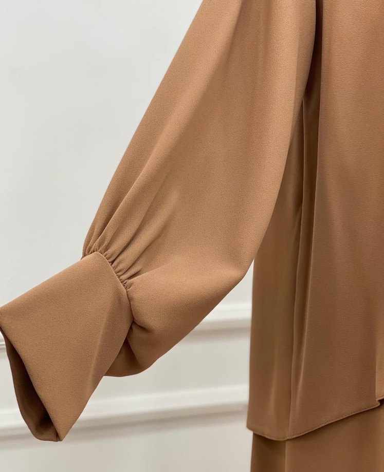 Bej Uzun Kollu Salaş Kadın Tunik - Görsel 3