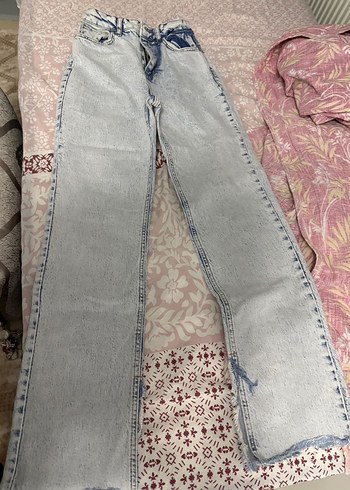 Gri Batik Desenli Kadın Uzun Kot Pantolon