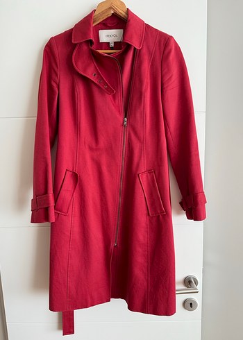 s Beden Kemerli Kırmızı Midi trench