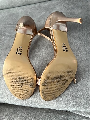 38 Beden altın Renk Tek Bant Rose Gold 10cm Topuklu Ayakkabı