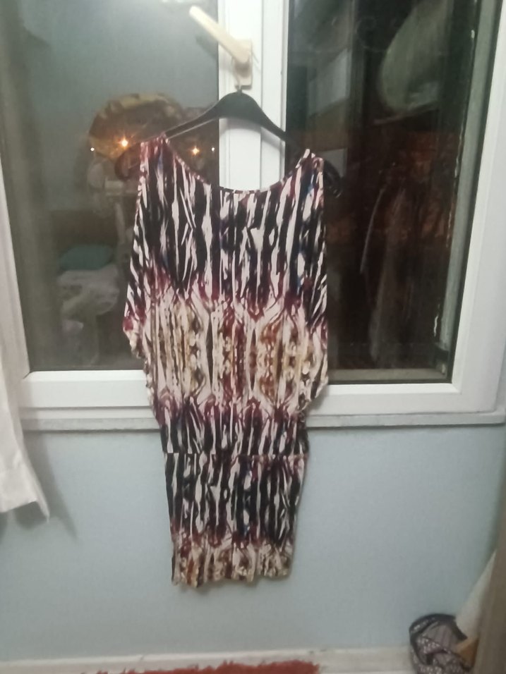 Kahverengi Batik Desenli Hamile Uzun Tunik - Görsel 2