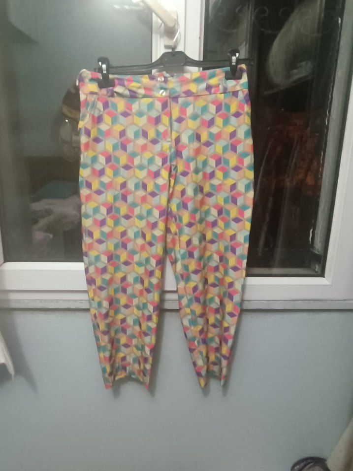 Kadın Çok Renkli Midi Pilili Pantolon - Görsel 2