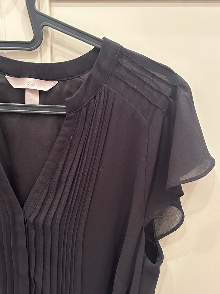 H&M Siyah Piliseli Midi Elbise - Görsel 2