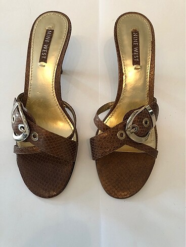 Nine West kahve lezar topuklu terlik