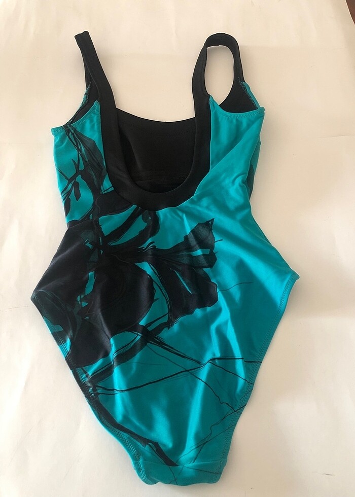 Gottex , ördek yeşilli fonlu siyah desenli mayo - Görsel 3