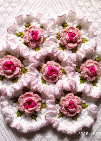 pembe Güllü çeyiz lik lif - Görsel 2