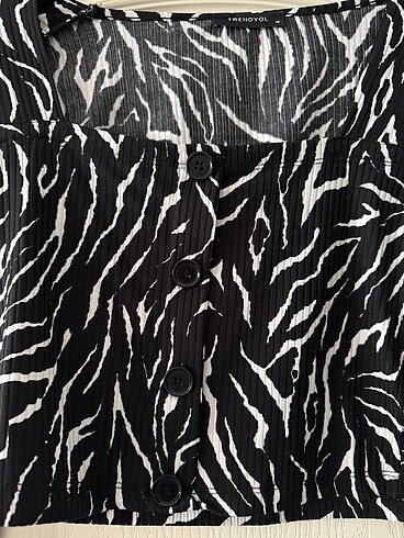 m Beden siyah Renk Desenli crop bluz