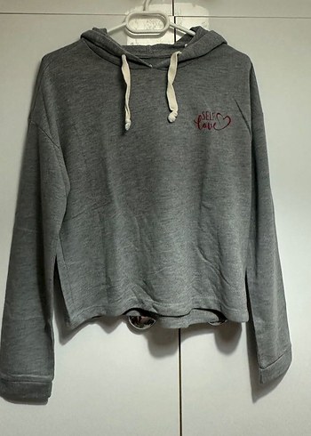 Mudo Gri Melanj Kapusonlu Rahat Sweatshirt