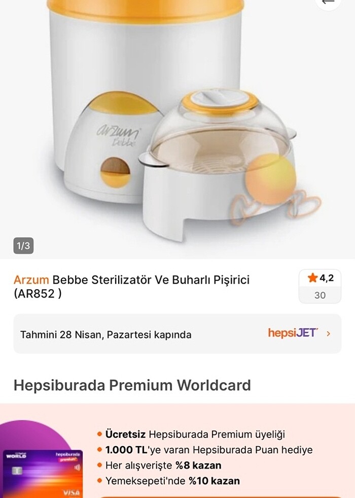 Arzum bebe sterilizatör ve buharlı pişirici - Görsel 5