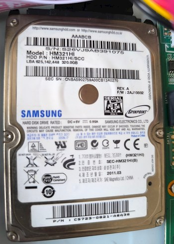 Samsung HM321H 320GB hdd Disk sıfır sağlam çalışıyor sorunsuz