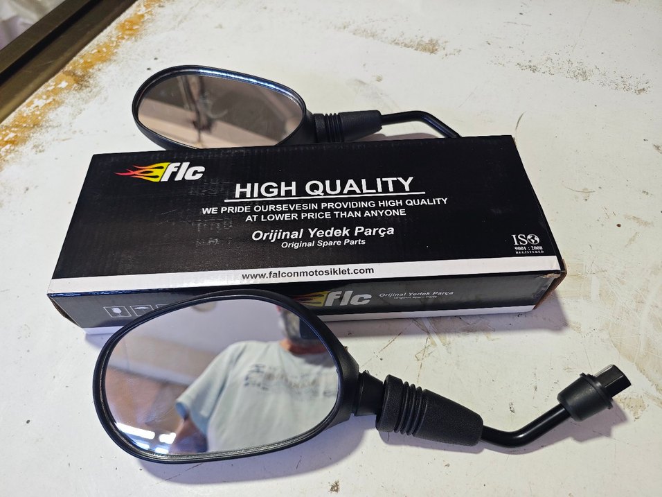 Siyah Motosiklet Ayna 1 Çift 2 adet sağ sol - Görsel 4