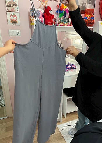 Siyah Yüksek Yakalı Salaş tulum - Görsel 2