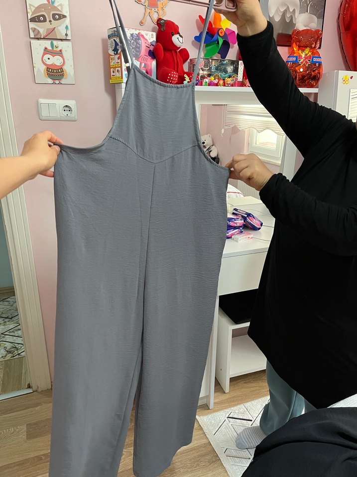 Siyah Yüksek Yakalı Salaş tulum - Görsel 2