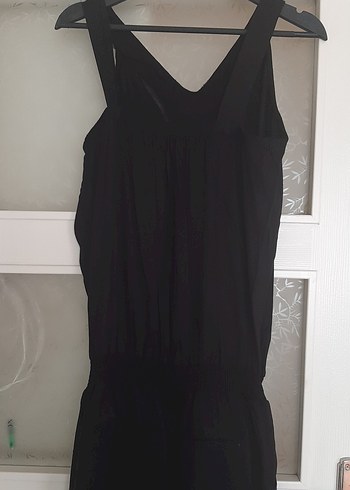 Siyah Nakışlı Kemerli Uzun Kadın Tulum - Görsel 4