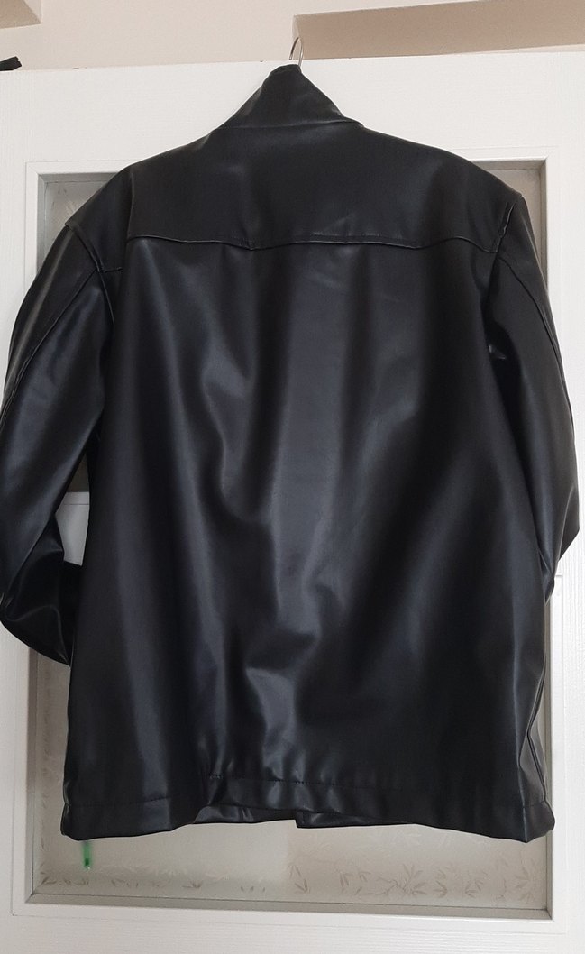 Düğmeli Siyah Kadın Deri Ceket - Görsel 3