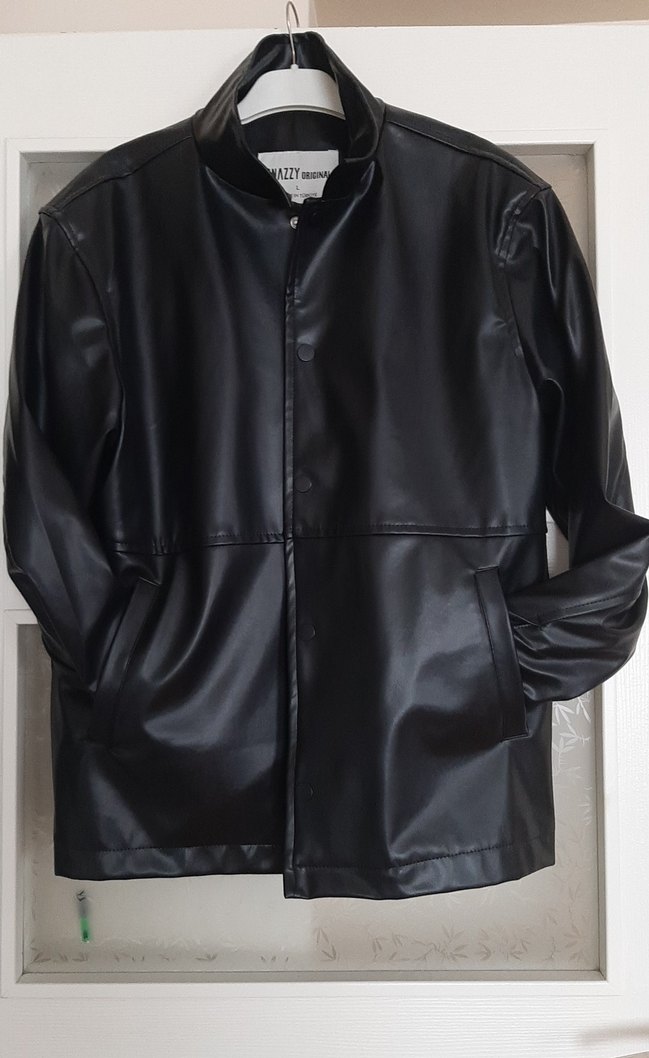 Düğmeli Siyah Kadın Deri Ceket - Görsel 2