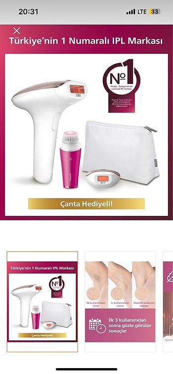 Philips lazer epilasyon cihazı