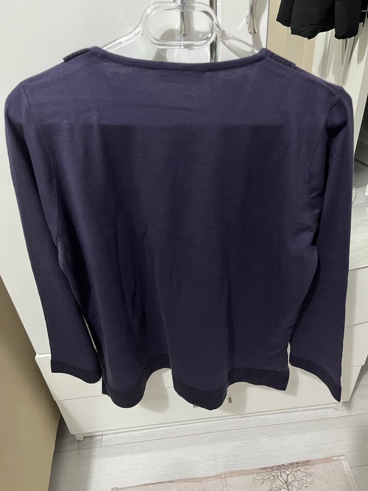 Nakışlı Mor Örgü Kadın Bluz - Görsel 2