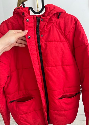 Kırmızı Fermuarlı Kadın Mont - Görsel 2
