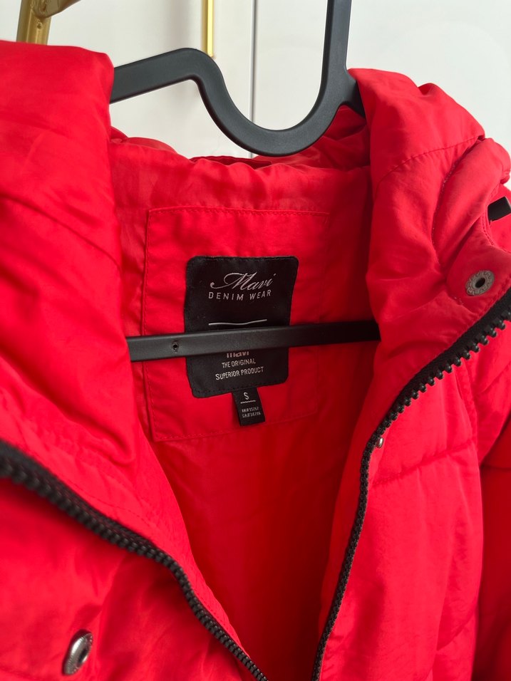 Kırmızı Fermuarlı Kadın Mont - Görsel 5