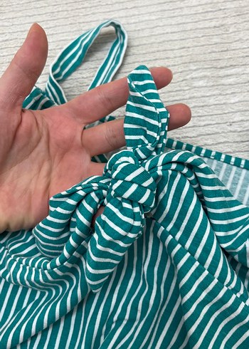 Yeşil Çizgili Kadın Mini Atlet - Görsel 2