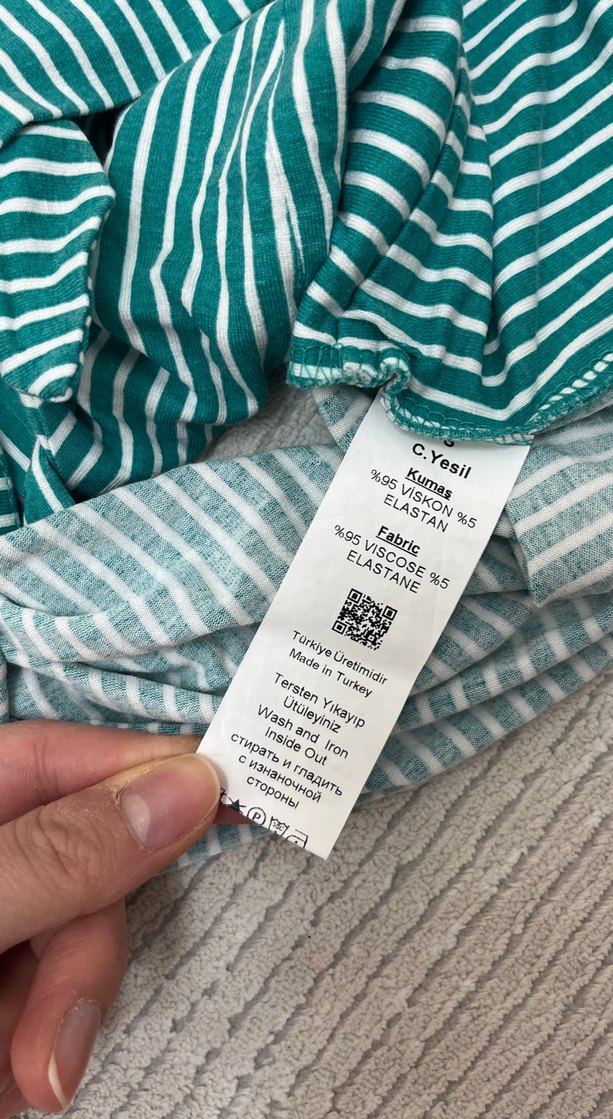 Yeşil Çizgili Kadın Mini Atlet - Görsel 3