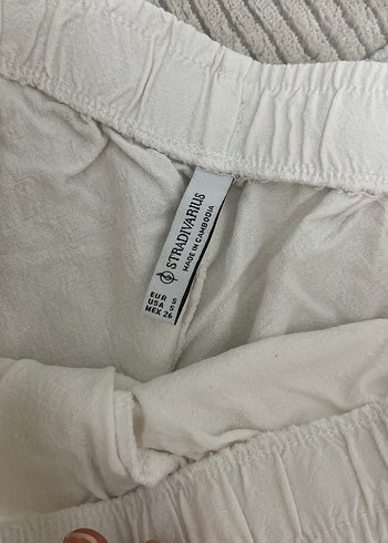 Beyaz Kadın Keten Rahat Pantolon - Görsel 2