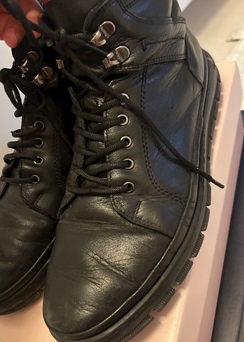 Siyah Deri Erkek Günlük Sokak Stili Bot - Görsel 2