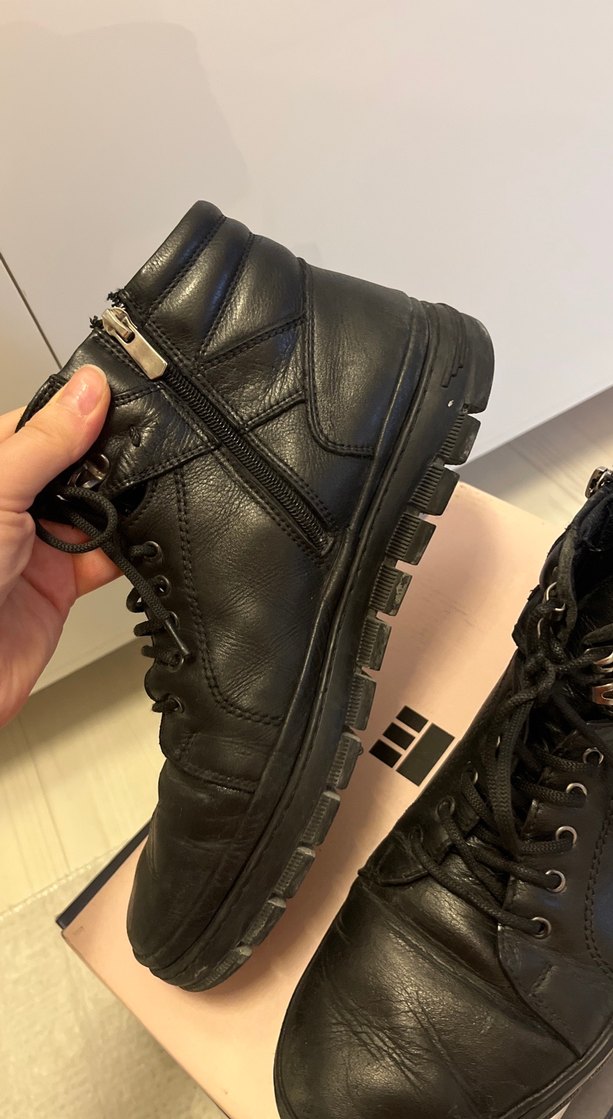 Siyah Deri Erkek Günlük Sokak Stili Bot - Görsel 4