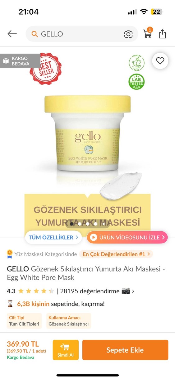 Gello Yumurta Akı Gözenek Maskesi - Görsel 4