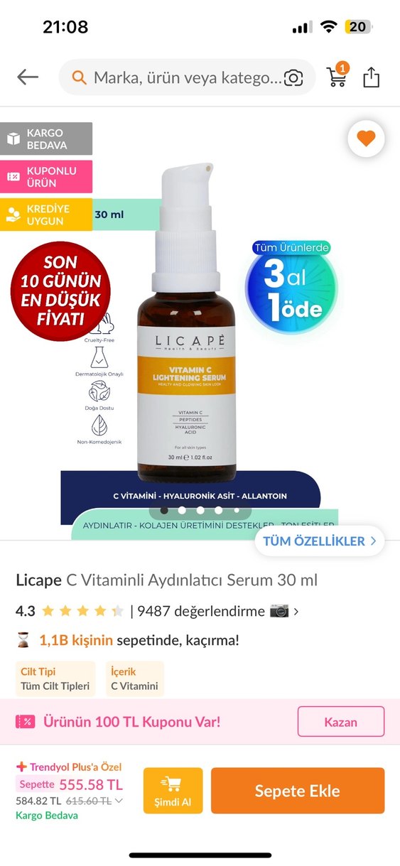 Licape Vitamin C Aydınlatıcı Serum 30 ml - Görsel 4