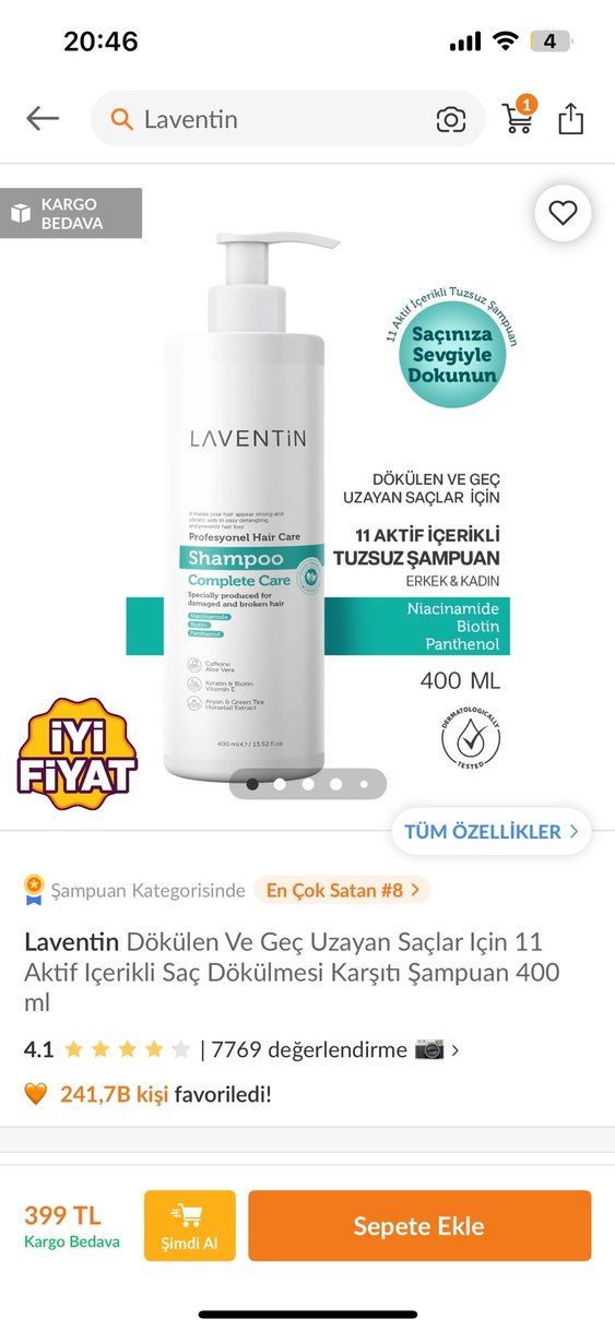 Laventin Profesyonel Saç Bakım Şampuanı 400 ml - Görsel 3