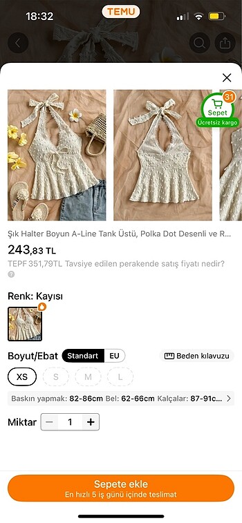 xs Beden Temu boyundan bağlamalı göğüs ve sırt dekolteli üst
