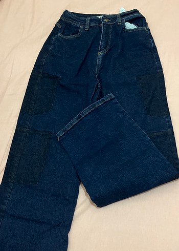 Kadın Lacivert Bol Kesim Midi Kot Pantolon - Görsel 2