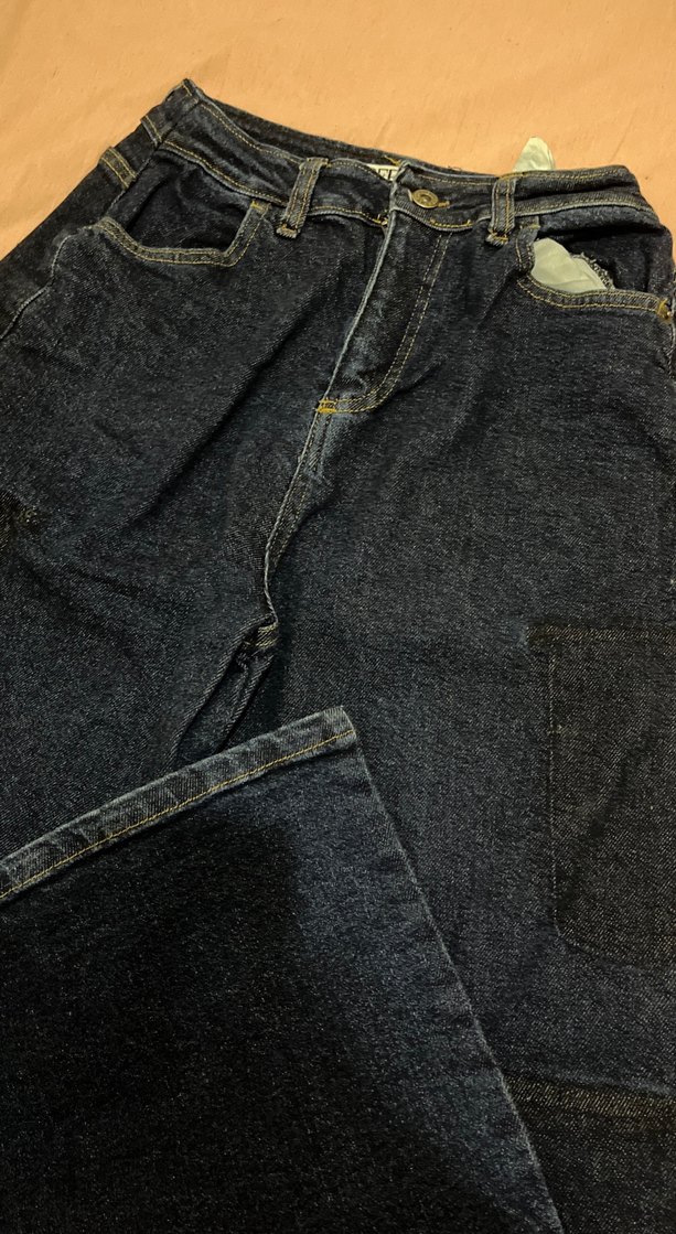 Kadın Lacivert Bol Kesim Midi Kot Pantolon - Görsel 4