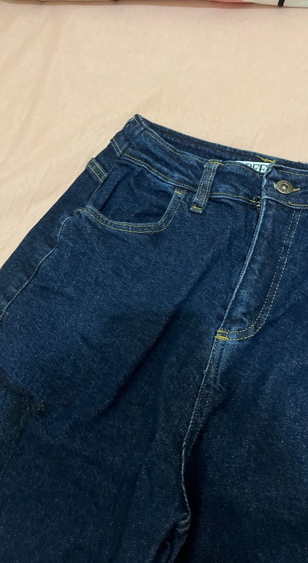 Kadın Lacivert Bol Kesim Midi Kot Pantolon - Görsel 3