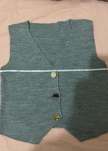 Düğmeli Gri Kadın Triko Yelek - Görsel 7